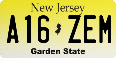 NJ license plate A16ZEM