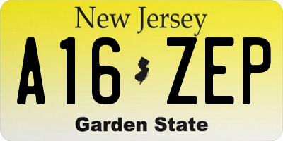 NJ license plate A16ZEP