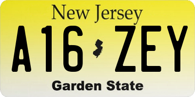 NJ license plate A16ZEY