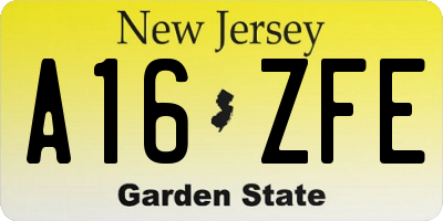 NJ license plate A16ZFE