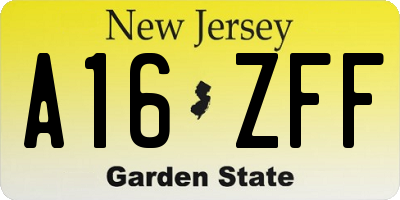 NJ license plate A16ZFF
