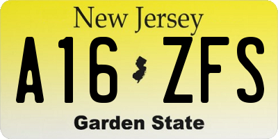 NJ license plate A16ZFS