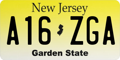 NJ license plate A16ZGA