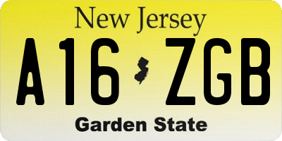NJ license plate A16ZGB
