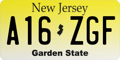 NJ license plate A16ZGF