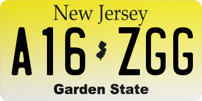NJ license plate A16ZGG