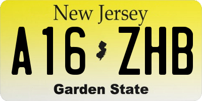 NJ license plate A16ZHB