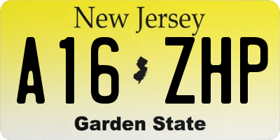 NJ license plate A16ZHP
