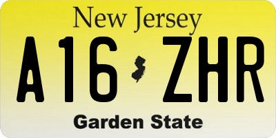 NJ license plate A16ZHR