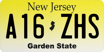 NJ license plate A16ZHS