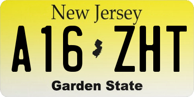 NJ license plate A16ZHT
