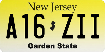 NJ license plate A16ZII
