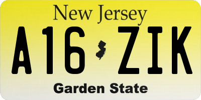 NJ license plate A16ZIK