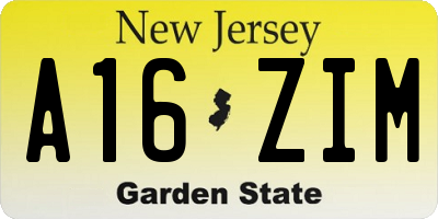 NJ license plate A16ZIM