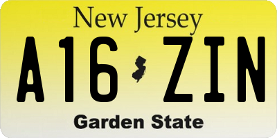 NJ license plate A16ZIN
