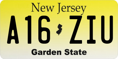 NJ license plate A16ZIU