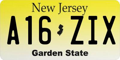 NJ license plate A16ZIX