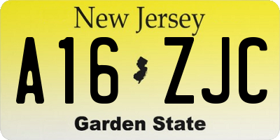 NJ license plate A16ZJC