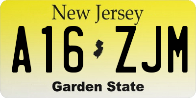 NJ license plate A16ZJM