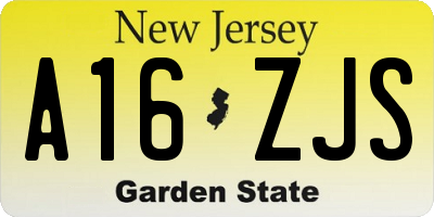 NJ license plate A16ZJS