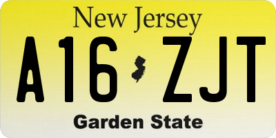 NJ license plate A16ZJT