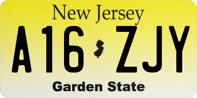 NJ license plate A16ZJY