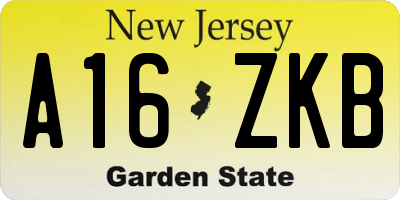 NJ license plate A16ZKB
