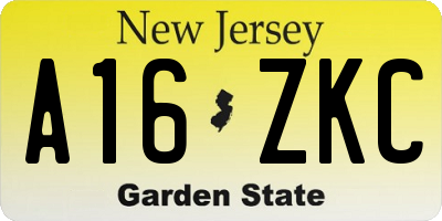 NJ license plate A16ZKC