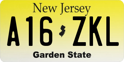 NJ license plate A16ZKL