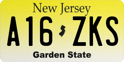 NJ license plate A16ZKS