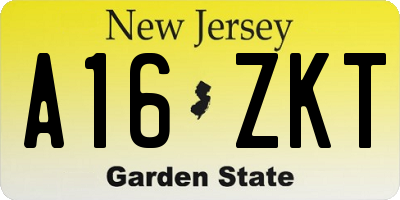 NJ license plate A16ZKT