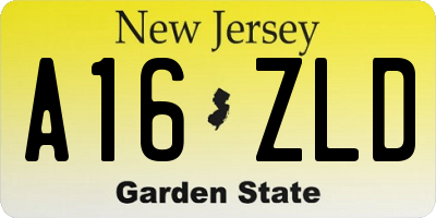 NJ license plate A16ZLD