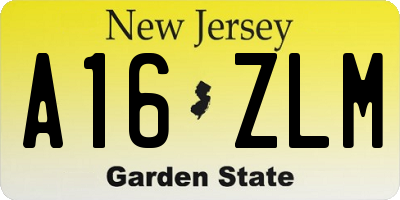 NJ license plate A16ZLM