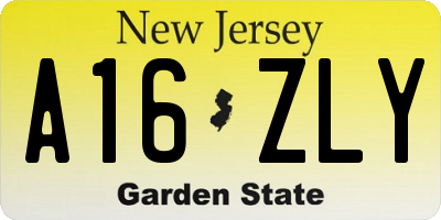NJ license plate A16ZLY