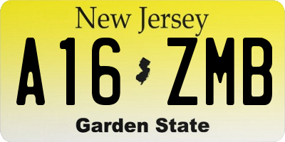 NJ license plate A16ZMB