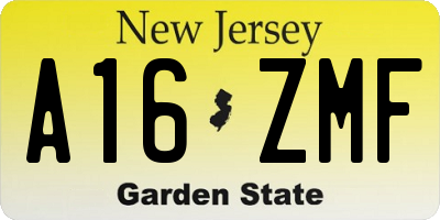 NJ license plate A16ZMF