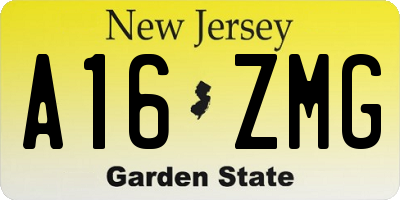 NJ license plate A16ZMG