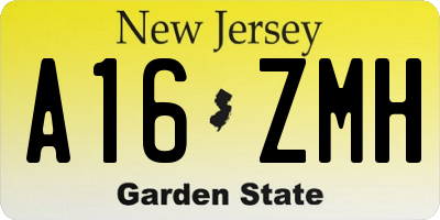 NJ license plate A16ZMH