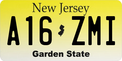 NJ license plate A16ZMI