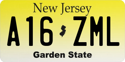 NJ license plate A16ZML