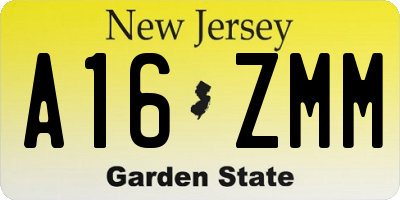NJ license plate A16ZMM