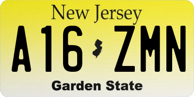 NJ license plate A16ZMN