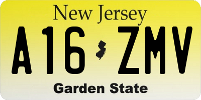 NJ license plate A16ZMV