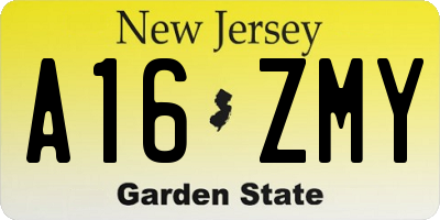 NJ license plate A16ZMY