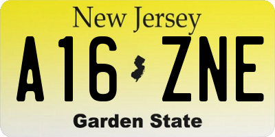 NJ license plate A16ZNE