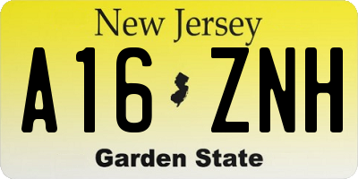 NJ license plate A16ZNH