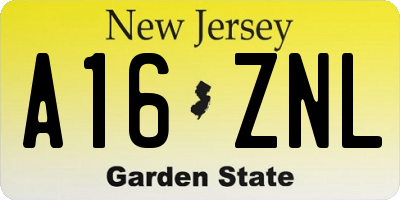 NJ license plate A16ZNL