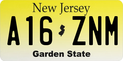 NJ license plate A16ZNM