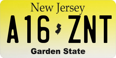 NJ license plate A16ZNT