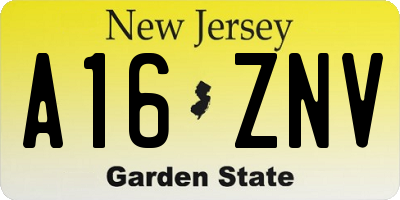 NJ license plate A16ZNV
